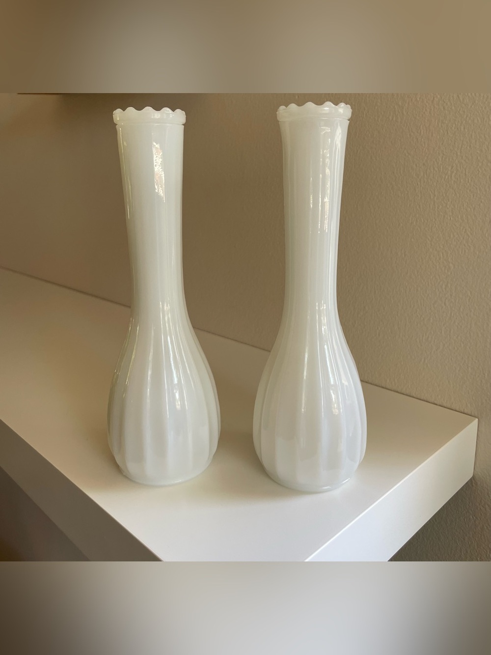 Milk Glass Bud Vase Set